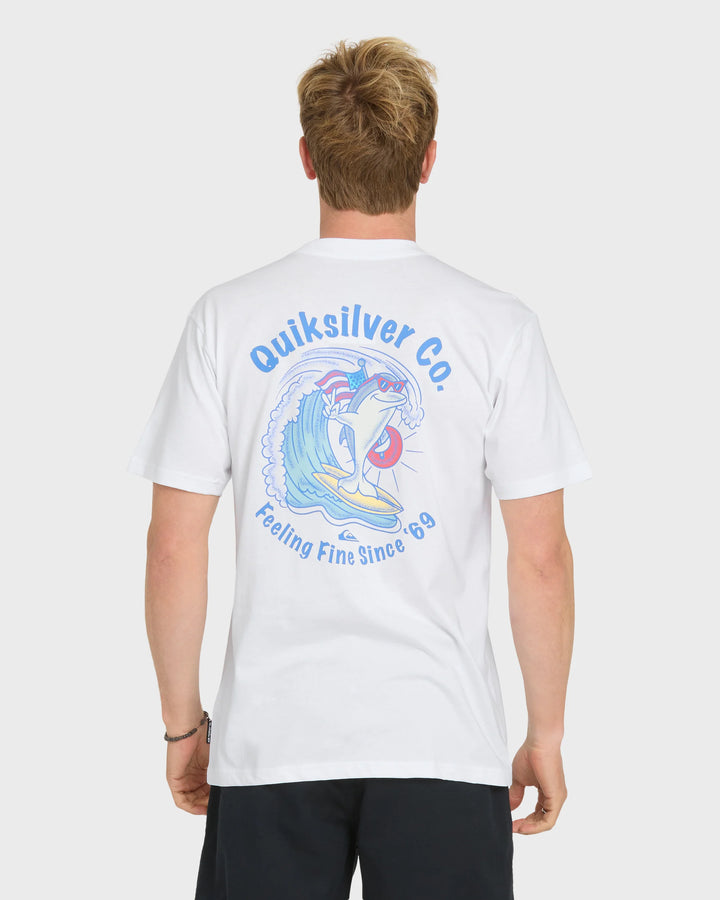 Quiksilver Men's Patriot Dolphin Short Sleeve Knit T-Shirt - White - Sun Diego Boardshop