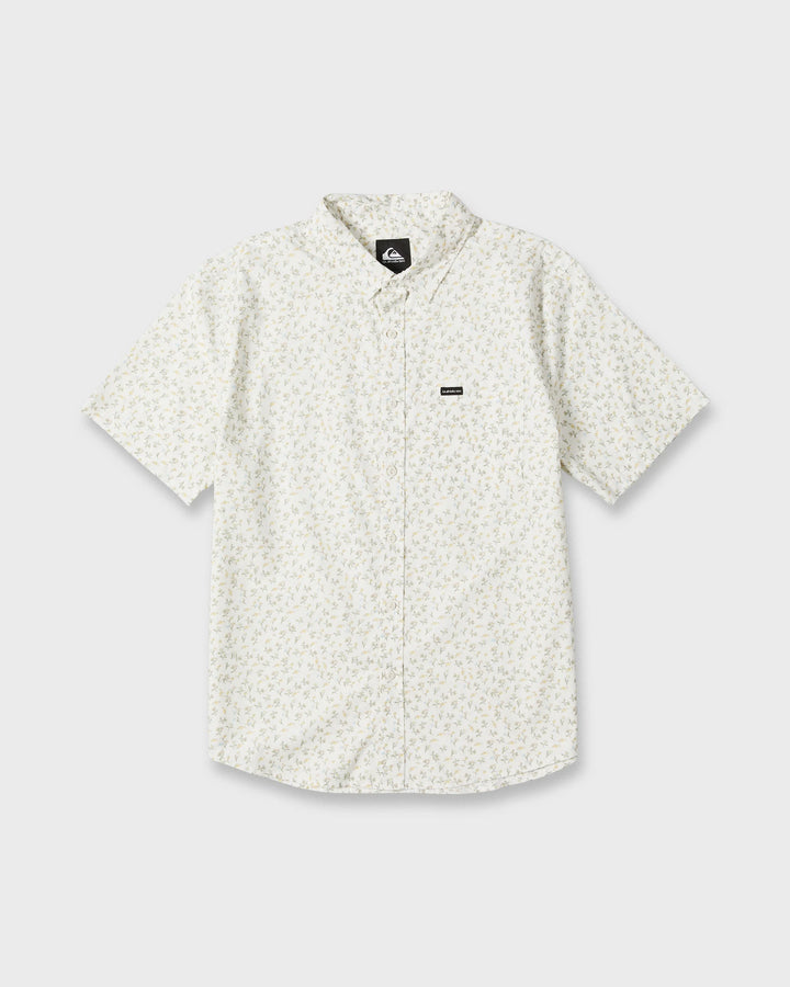 Quiksilver Men's Mesa Meadow Classic Short Sleeve Woven Shirt - Snow White - Sun Diego Boardshop