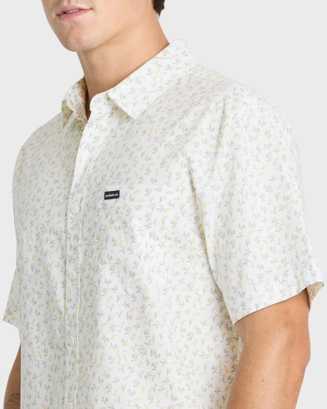 Quiksilver Men's Mesa Meadow Classic Short Sleeve Woven Shirt - Snow White - Sun Diego Boardshop