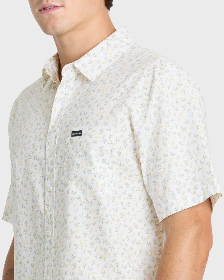 Quiksilver Men's Mesa Meadow Classic Short Sleeve Woven Shirt - Snow White - Sun Diego Boardshop