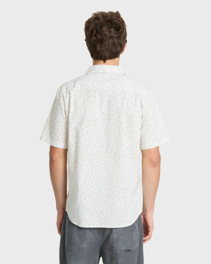 Quiksilver Men's Mesa Meadow Classic Short Sleeve Woven Shirt - Snow White - Sun Diego Boardshop