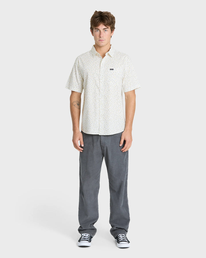 Quiksilver Men's Mesa Meadow Classic Short Sleeve Woven Shirt - Snow White - Sun Diego Boardshop