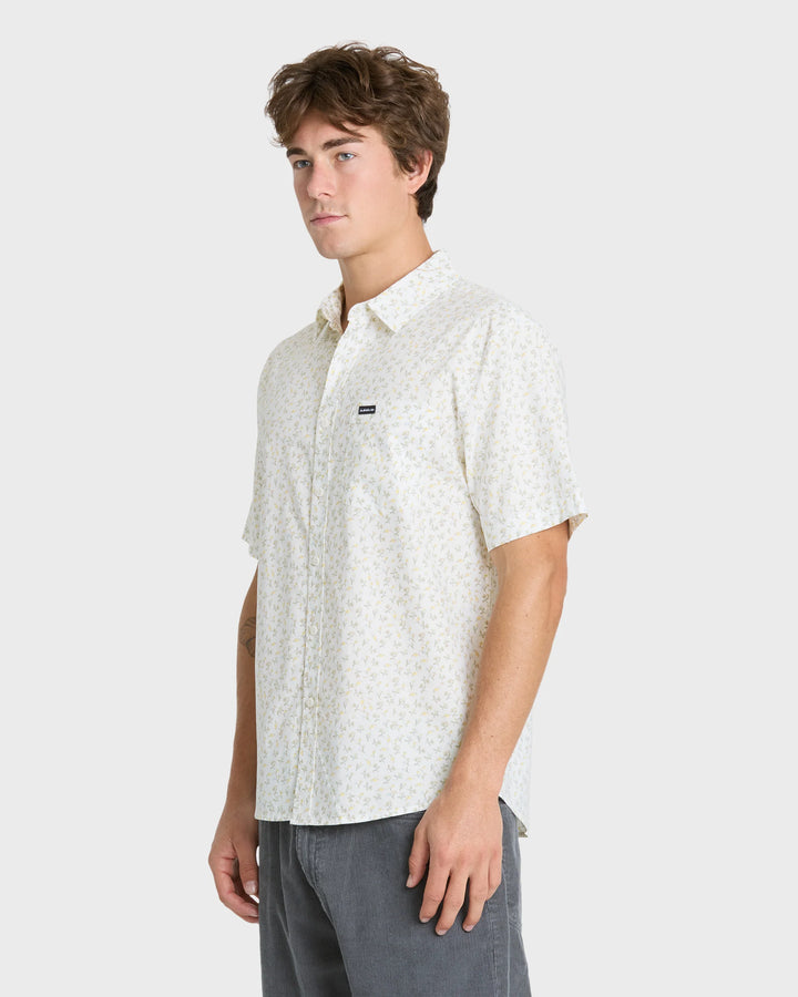Quiksilver Men's Mesa Meadow Classic Short Sleeve Woven Shirt - Snow White - Sun Diego Boardshop