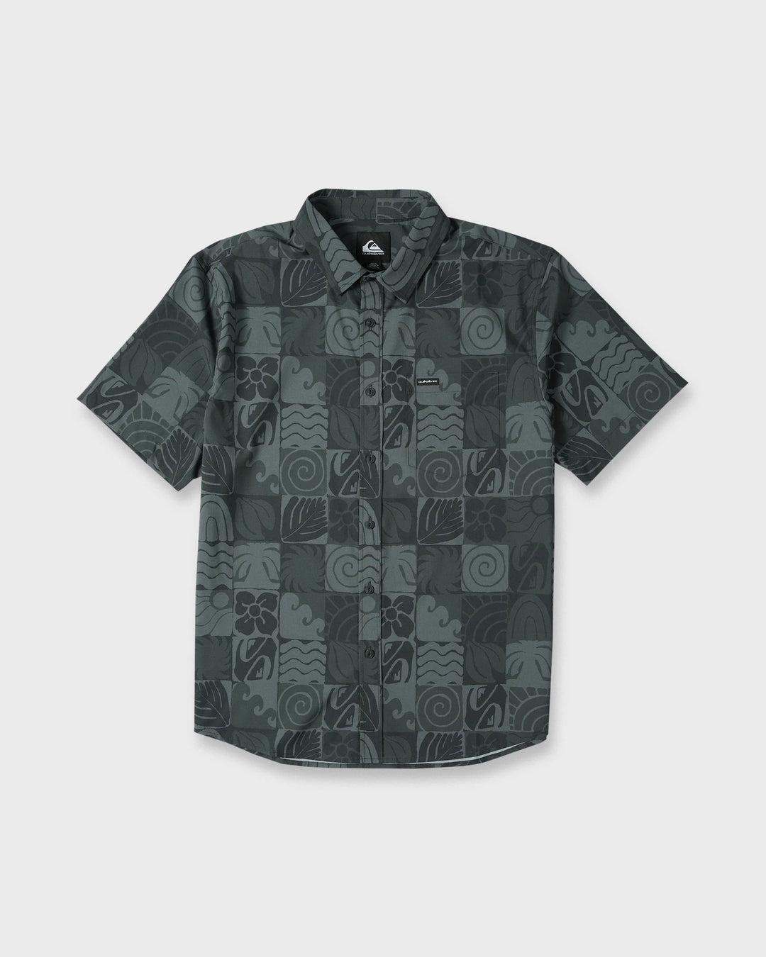 Quiksilver Men's Earth Geo Classic Stretch Short Sleeve Woven Shirt - Phantom - Sun Diego Boardshop