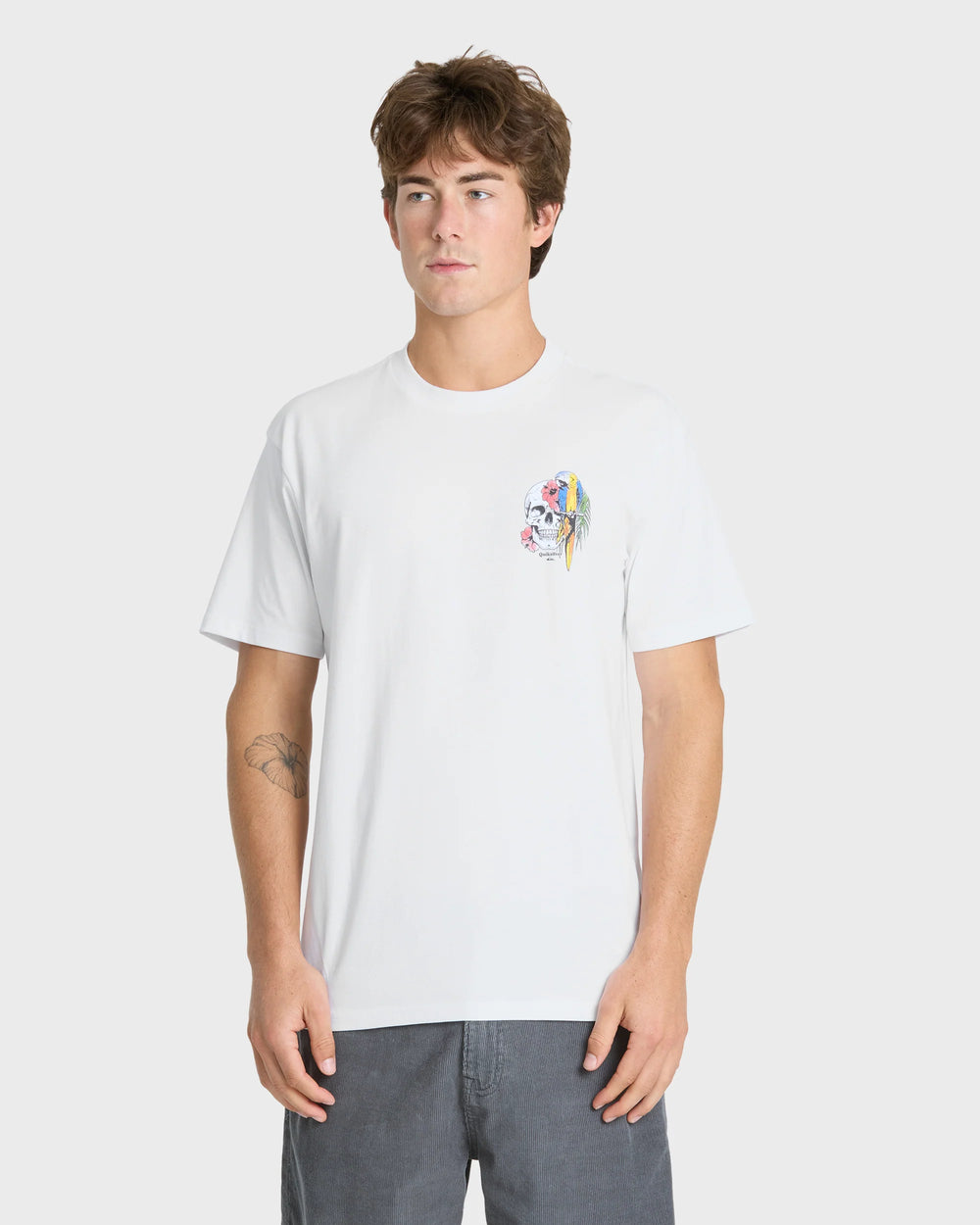 Quiksilver Men's Bird Brain Classic Short Sleeve Knit T-Shirt - White - Sun Diego Boardshop