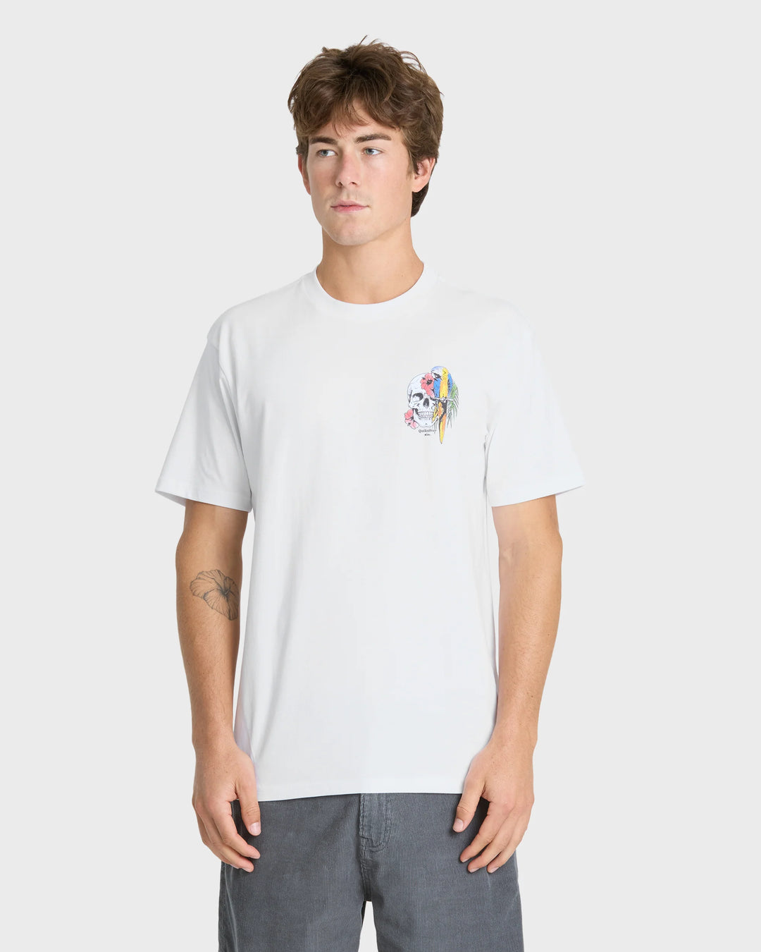 Quiksilver Men's Bird Brain Classic Short Sleeve Knit T-Shirt - White - Sun Diego Boardshop