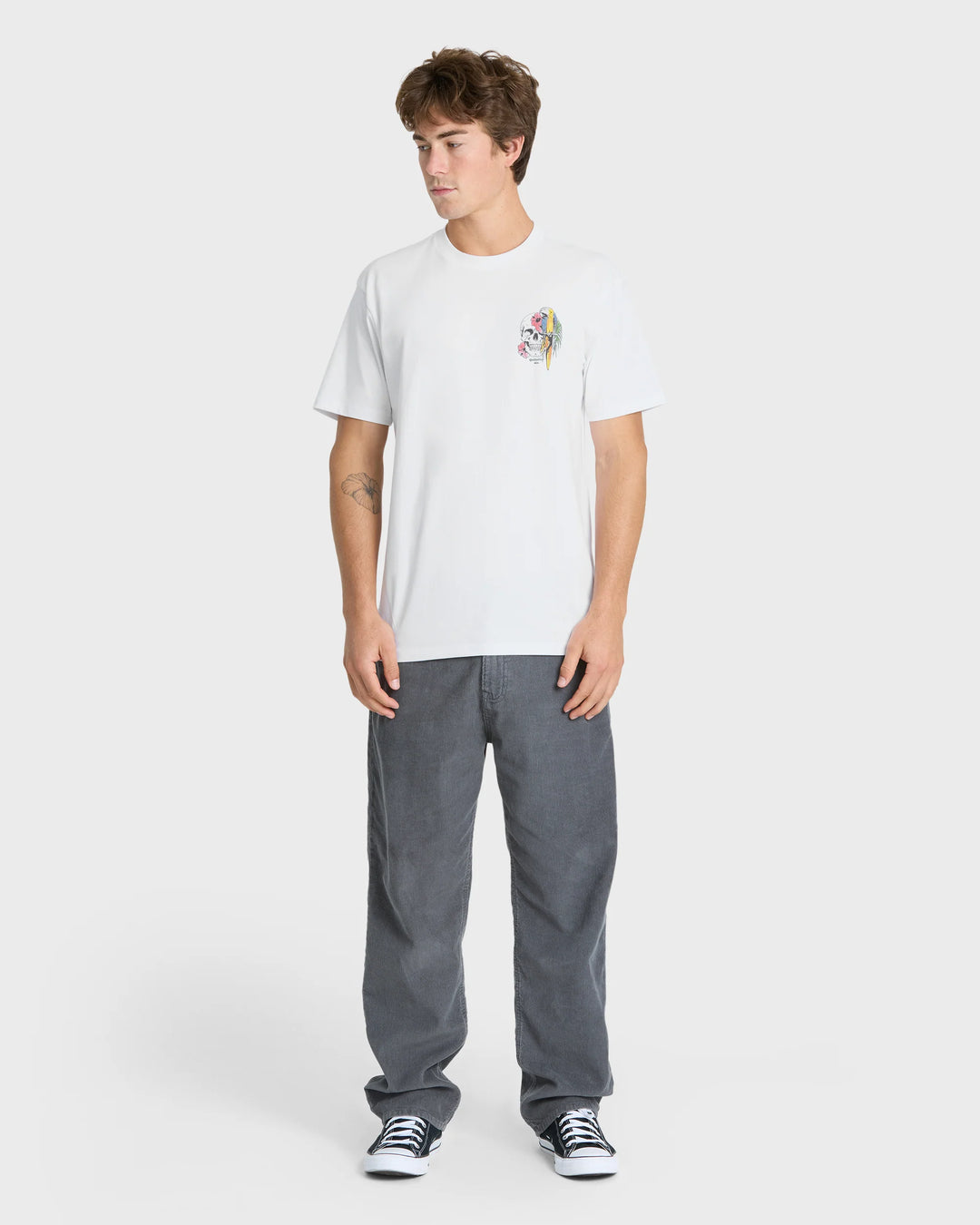 Quiksilver Men's Bird Brain Classic Short Sleeve Knit T-Shirt - White - Sun Diego Boardshop