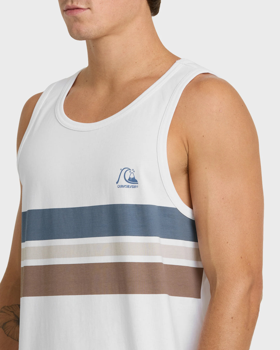Quiksilver Men's Original Stripe Tank Top - White - Sun Diego Boardshop