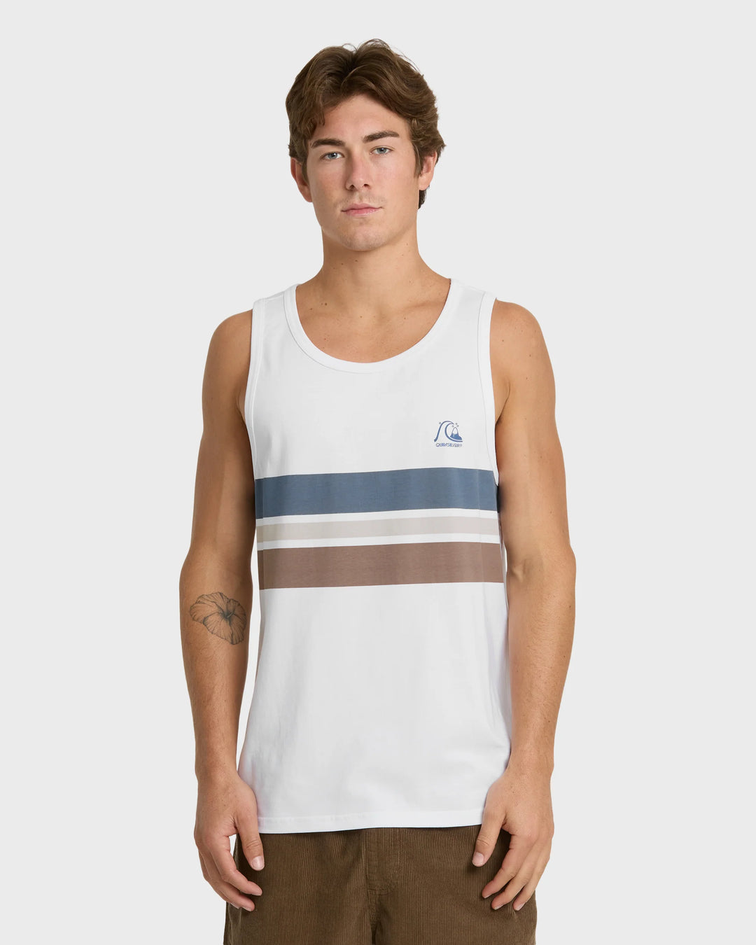 Quiksilver Men's Original Stripe Tank Top - White - Sun Diego Boardshop