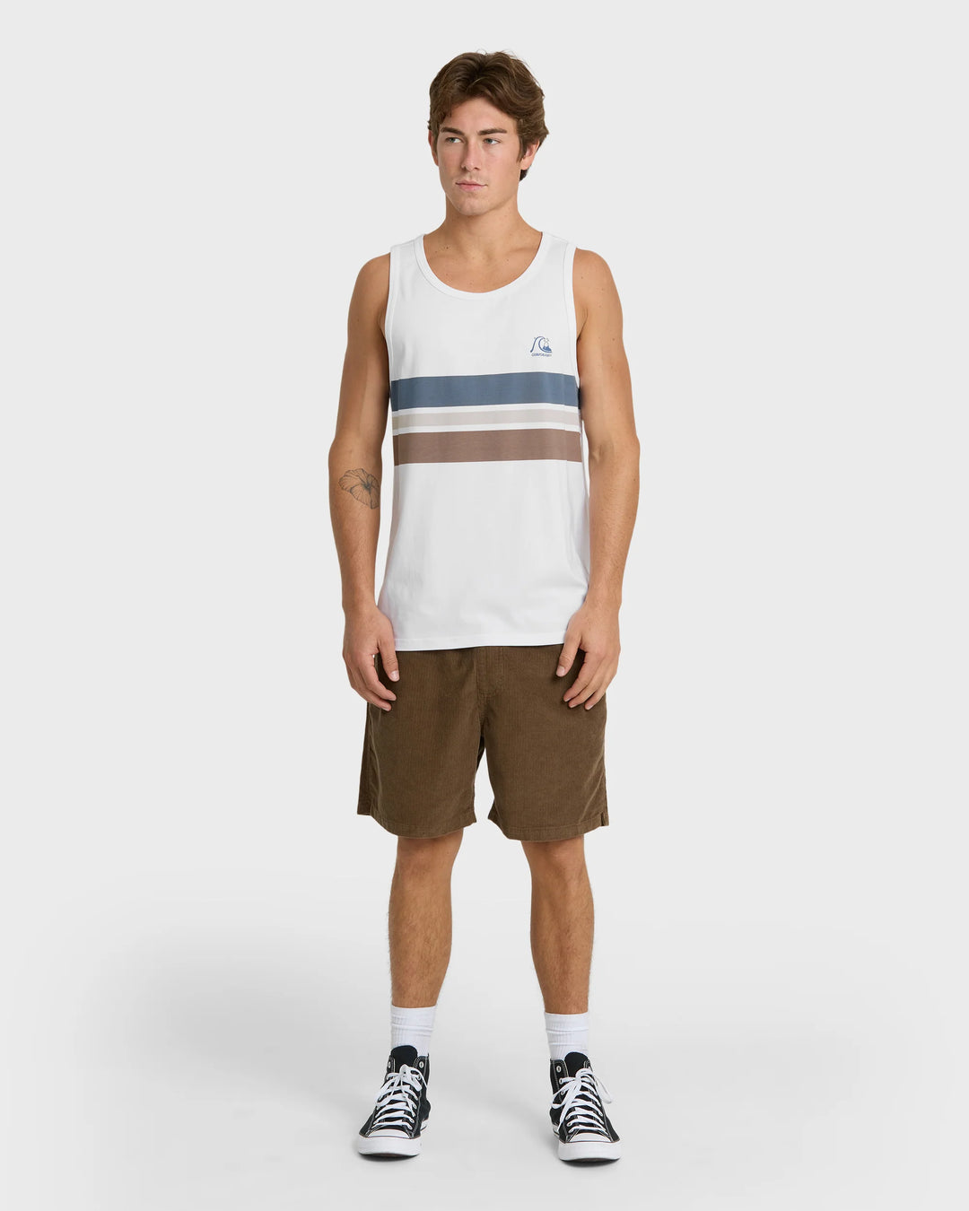 Quiksilver Men's Original Stripe Tank Top - White - Sun Diego Boardshop