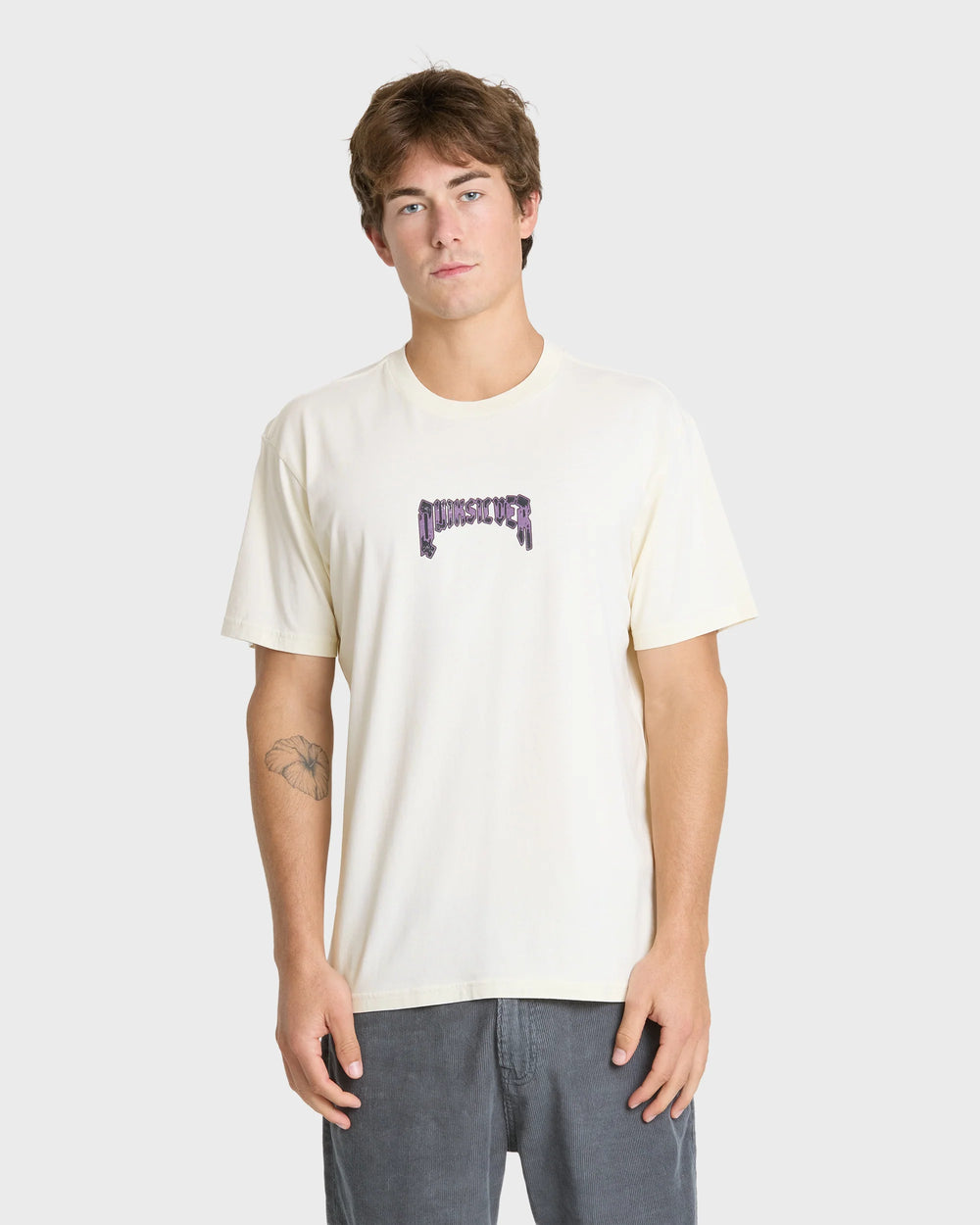 Quiksilver Men's Unlocked Pigment Dye Short Sleeve Knit T-Shirt - Silver Birch - Sun Diego Boardshop