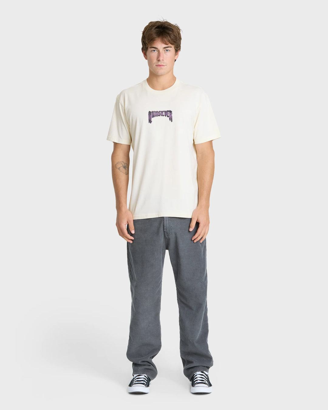 Quiksilver Men's Unlocked Pigment Dye Short Sleeve Knit T-Shirt - Silver Birch - Sun Diego Boardshop