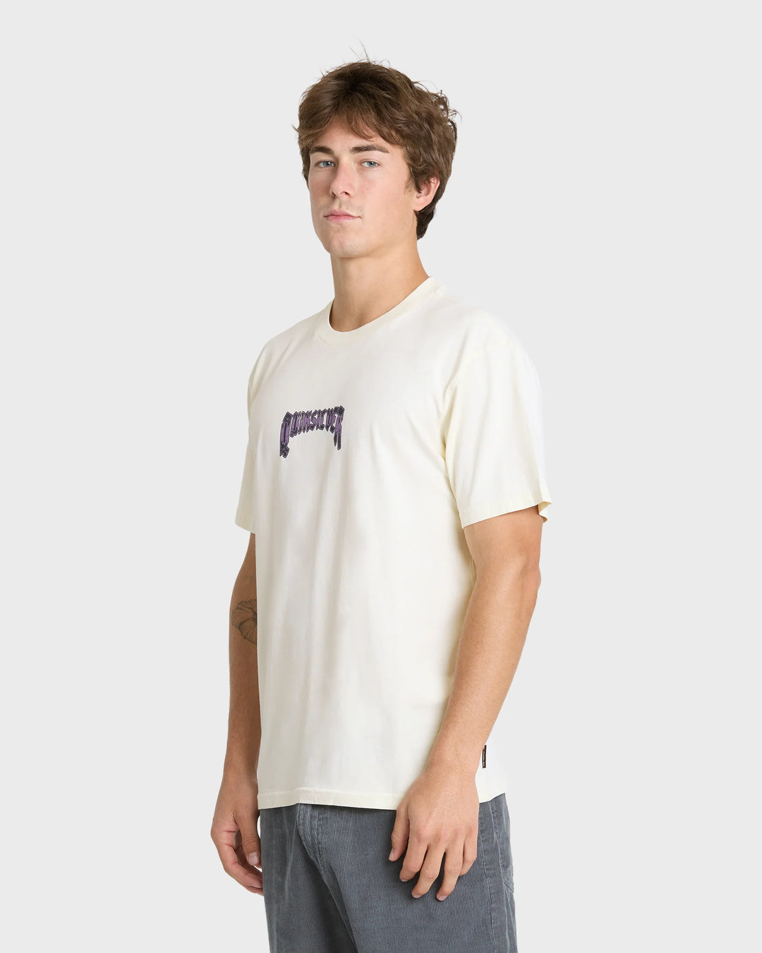 Quiksilver Men's Unlocked Pigment Dye Short Sleeve Knit T-Shirt - Silver Birch - Sun Diego Boardshop