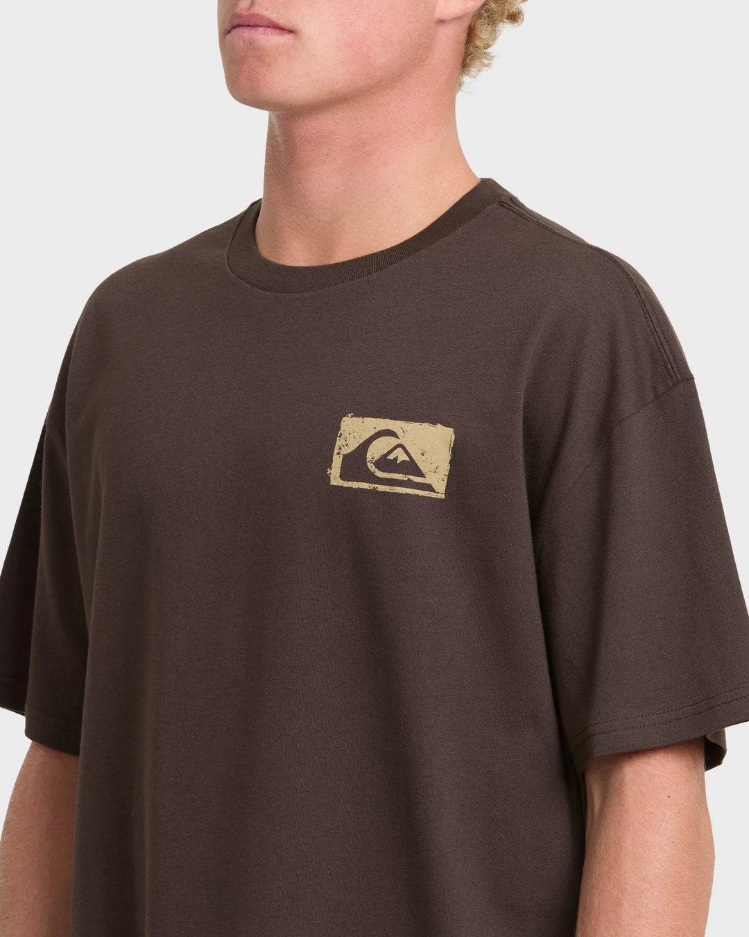 Quiksilver Men's Young Guns Impaired Embellishment Short Sleeve Cotton T-Shirt - Java - Sun Diego Boardshop