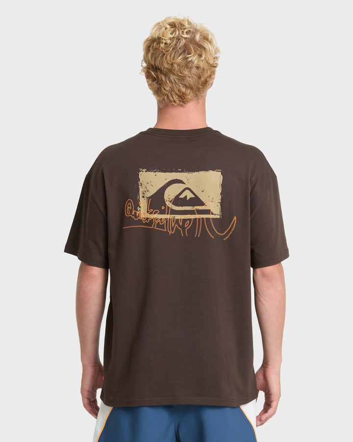Quiksilver Men's Young Guns Impaired Embellishment Short Sleeve Cotton T-Shirt - Java - Sun Diego Boardshop
