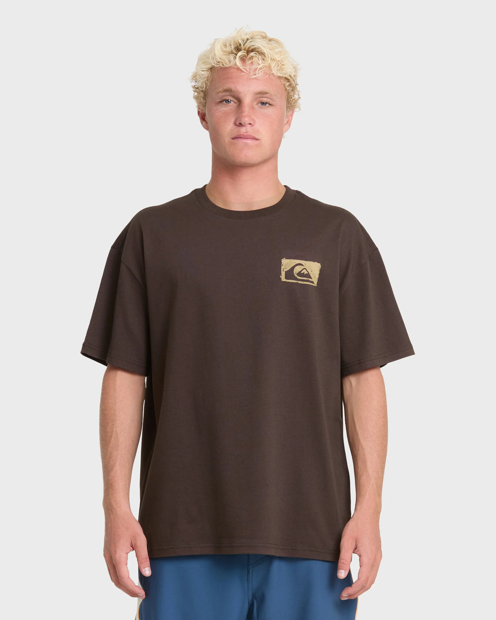 Quiksilver Men's Young Guns Impaired Embellishment Short Sleeve Cotton T-Shirt - Java - Sun Diego Boardshop