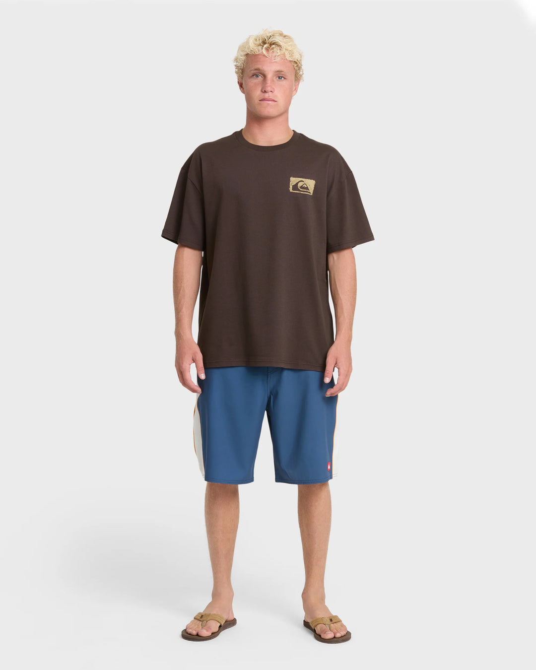 Quiksilver Men's Young Guns Impaired Embellishment Short Sleeve Cotton T-Shirt - Java - Sun Diego Boardshop