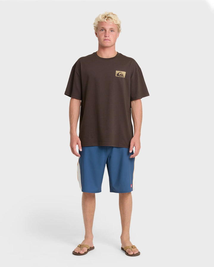 Quiksilver Men's Young Guns Impaired Embellishment Short Sleeve Cotton T-Shirt - Java - Sun Diego Boardshop