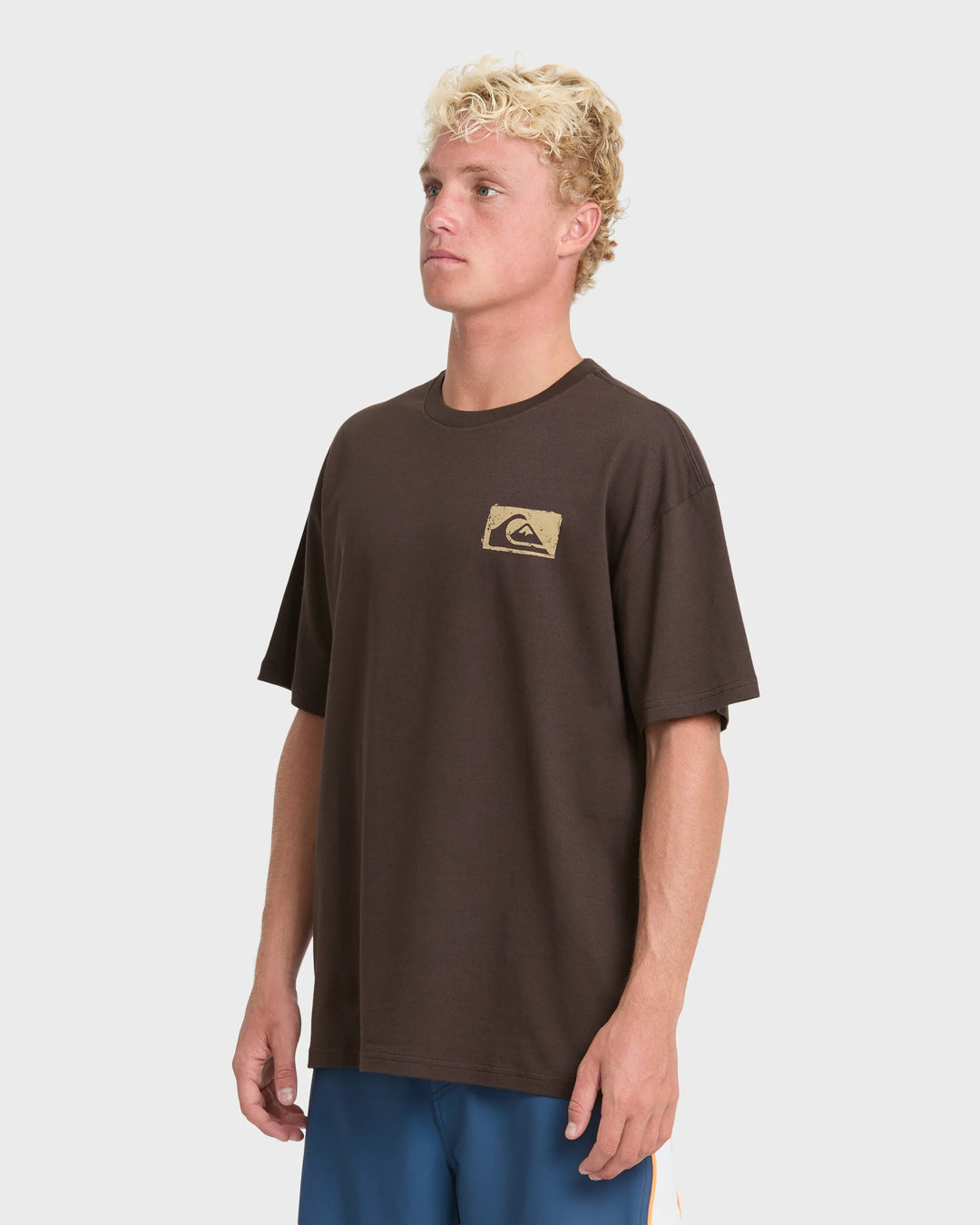 Quiksilver Men's Young Guns Impaired Embellishment Short Sleeve Cotton T-Shirt - Java - Sun Diego Boardshop