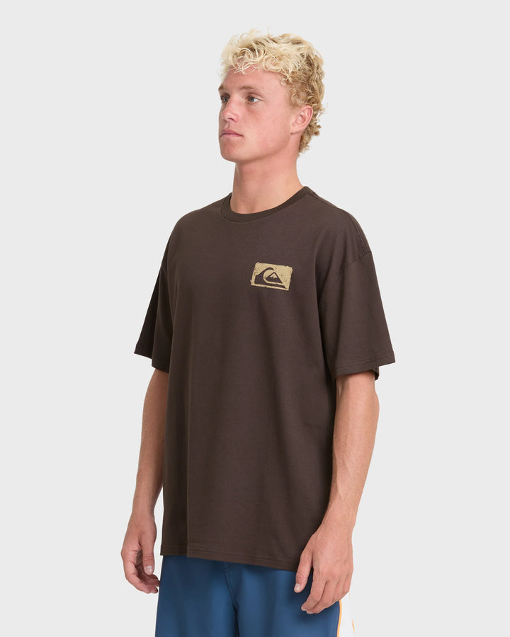 Quiksilver Men's Young Guns Impaired Embellishment Short Sleeve Cotton T-Shirt - Java - Sun Diego Boardshop