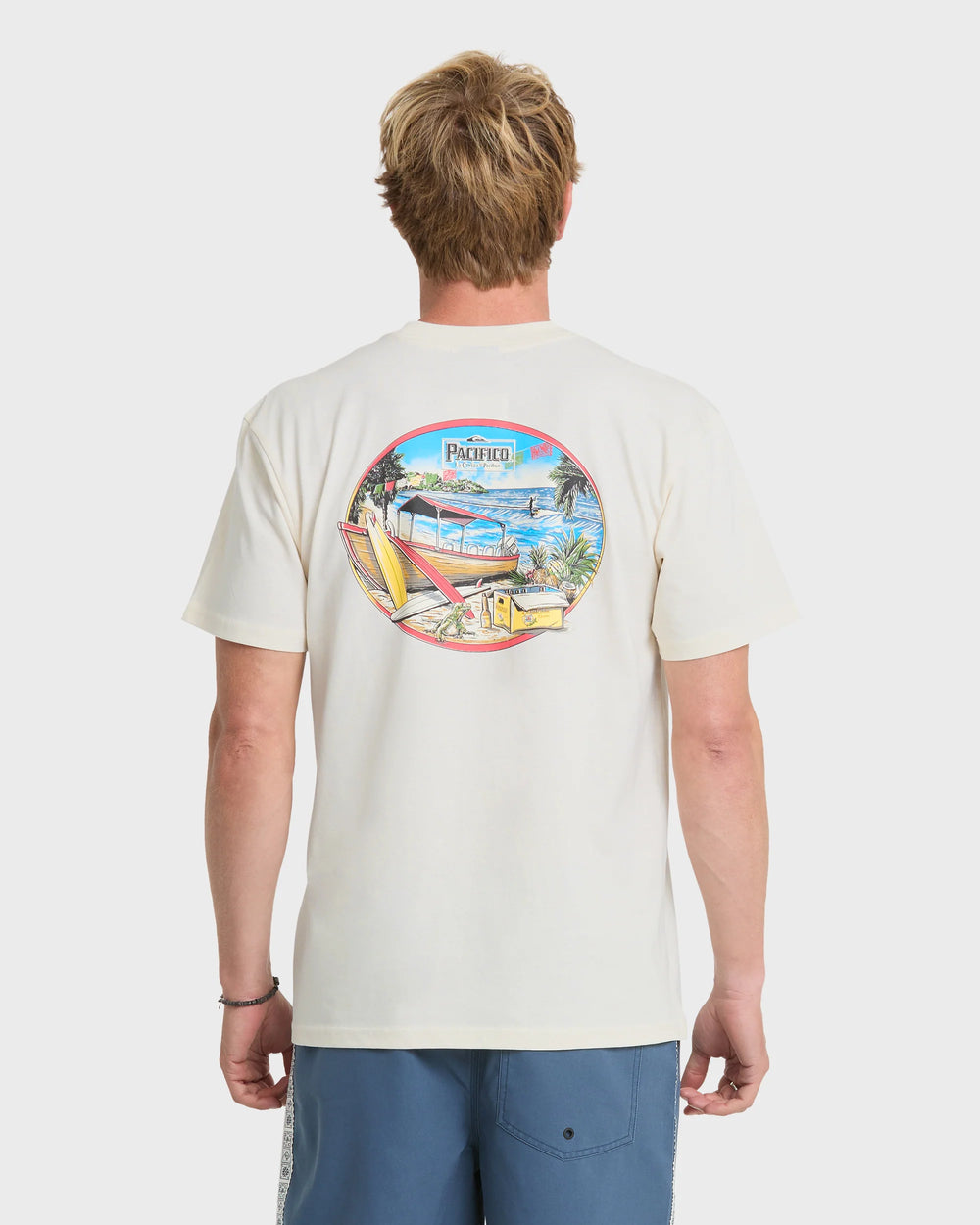 Quiksilver Men's Pacifico Sayulita Cruising Short Sleeve Cotton T-Shirt - Tofu - Sun Diego Boardshop