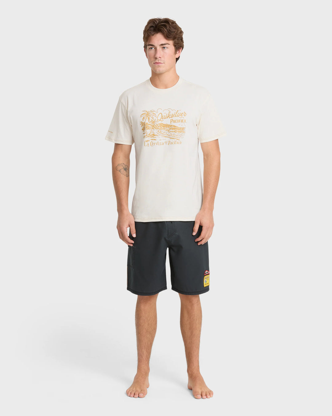 Quiksilver Men's Pacifico Coastal Paradise Short Sleeve Cotton T-Shirt - Tofu - Sun Diego Boardshop