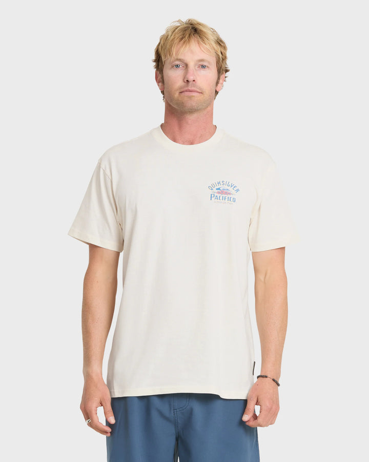 Quiksilver Men's Pacifico Signage Short Sleeve Knit T-Shirt - Tofu - Sun Diego Boardshop
