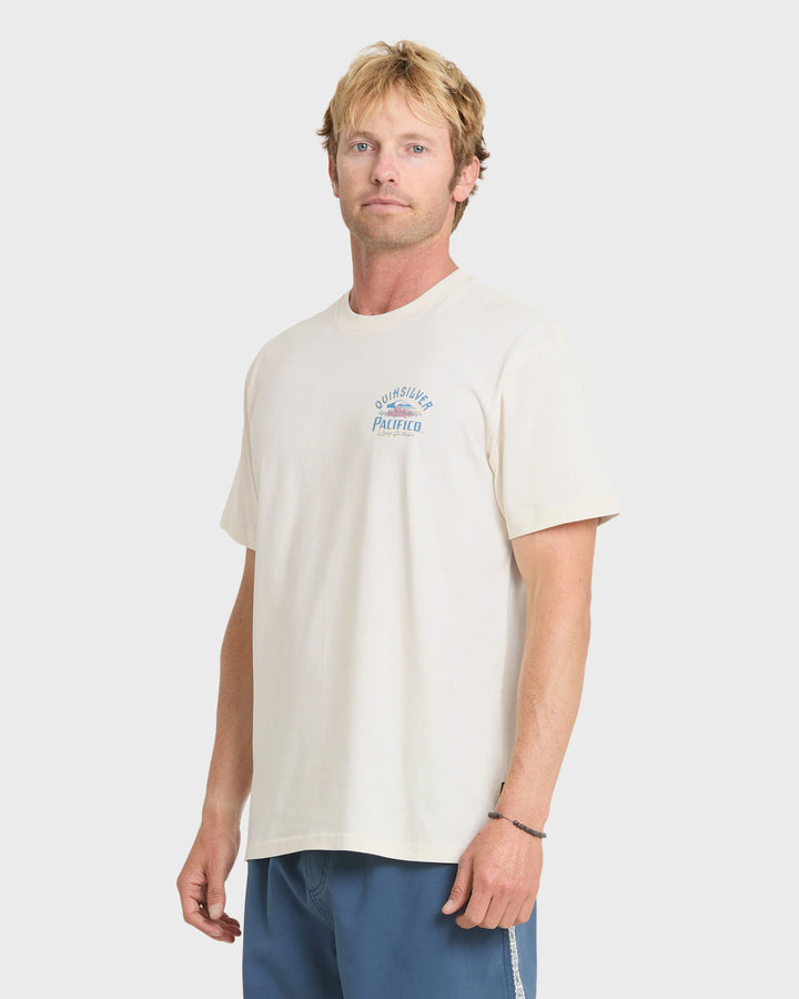 Quiksilver Men's Pacifico Signage Short Sleeve Knit T-Shirt - Tofu - Sun Diego Boardshop