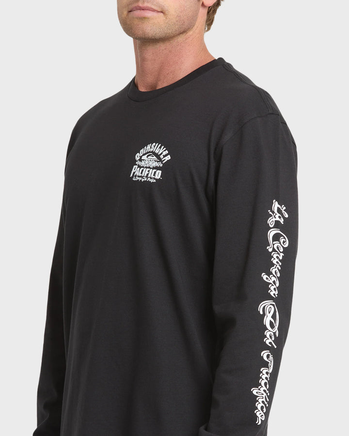 Quiksilver Men's Pacifico Signage Long Sleeve Knit T-Shirt - Black - Sun Diego Boardshop