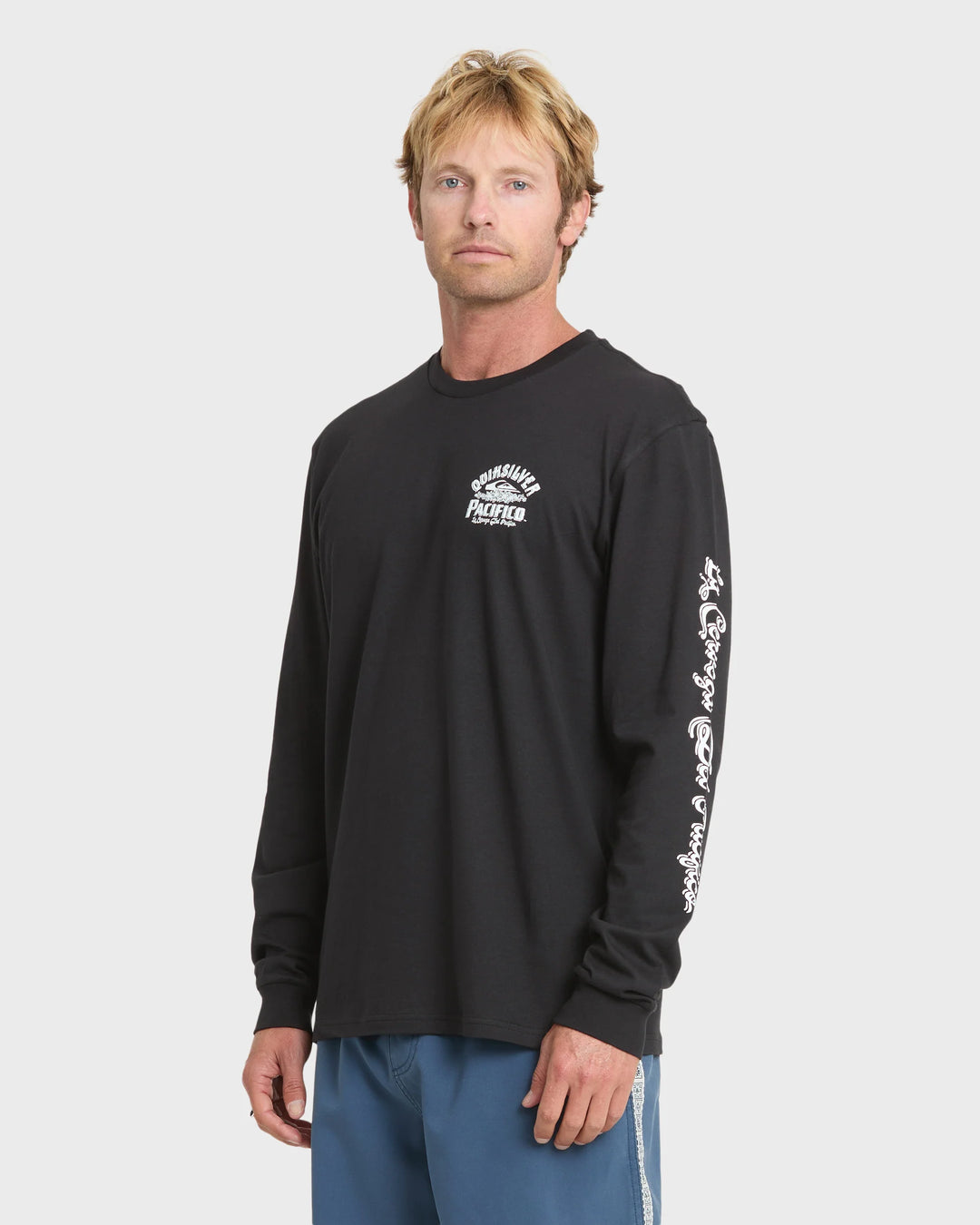 Quiksilver Men's Pacifico Signage Long Sleeve Knit T-Shirt - Black - Sun Diego Boardshop