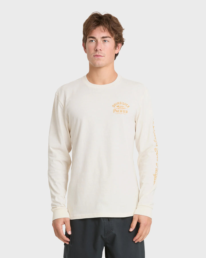 Quiksilver Men's Pacifico Signage Long Sleeve Knit T-Shirt - Tofu - Sun Diego Boardshop