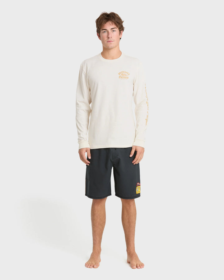 Quiksilver Men's Pacifico Signage Long Sleeve Knit T-Shirt - Tofu - Sun Diego Boardshop