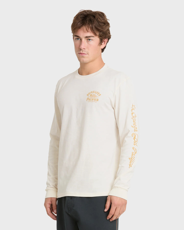 Quiksilver Men's Pacifico Signage Long Sleeve Knit T-Shirt - Tofu - Sun Diego Boardshop