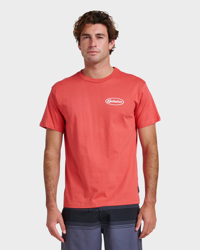 Quiksilver Mechanics Script Classic T-Shirt - Mineral Red Mrr - Sun Diego Boardshop