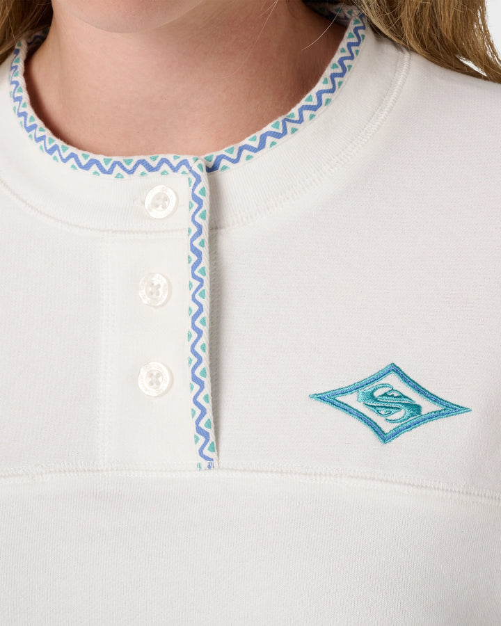 Quiksilver Women's Shallow Waters Henley Sweatshirt - White - Sun Diego Boardshop