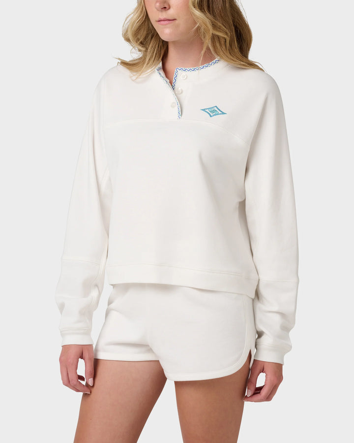 Quiksilver Women's Shallow Waters Henley Sweatshirt - White - Sun Diego Boardshop