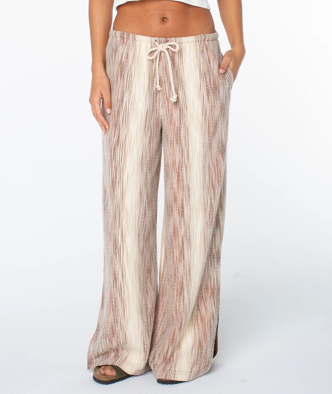 Roxy Women's Beach Breeze Pant - Coconut Milk Cappuccino Snow Stripe - Sun Diego Boardshop