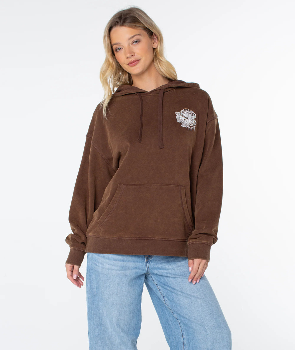 Roxy Women's Wailea Hoodie - Chestnut Stitched Hibiscus - Sun Diego Boardshop