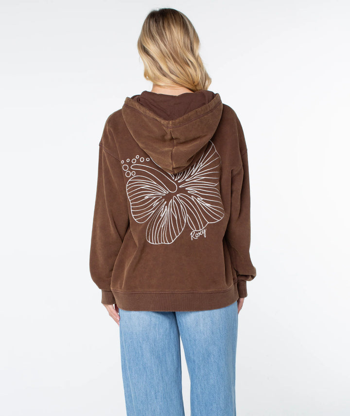Roxy Women's Wailea Hoodie - Chestnut Stitched Hibiscus - Sun Diego Boardshop