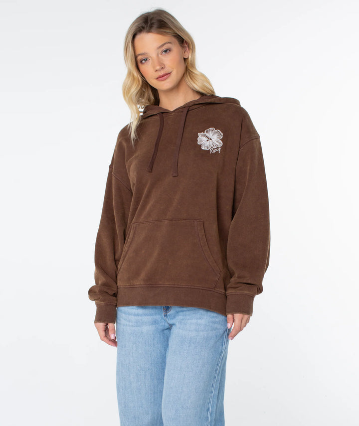 Roxy Women's Wailea Hoodie - Chestnut Stitched Hibiscus - Sun Diego Boardshop