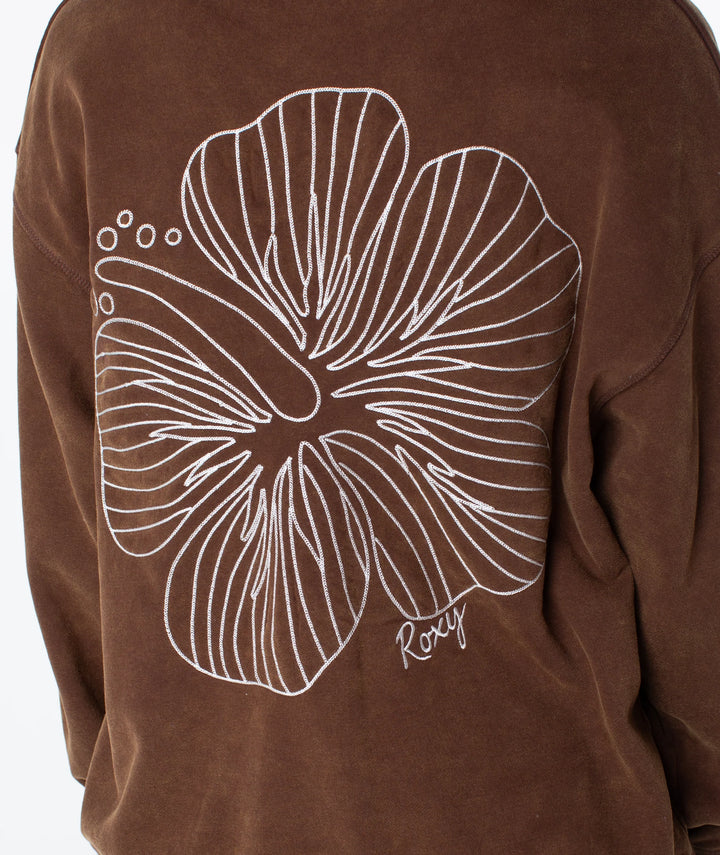 Roxy Women's Wailea Hoodie - Chestnut Stitched Hibiscus - Sun Diego Boardshop