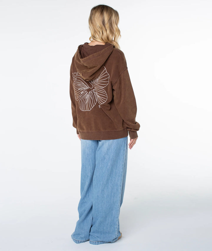 Roxy Women's Wailea Hoodie - Chestnut Stitched Hibiscus - Sun Diego Boardshop