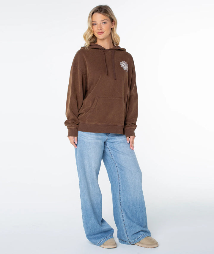 Roxy Women's Wailea Hoodie - Chestnut Stitched Hibiscus - Sun Diego Boardshop