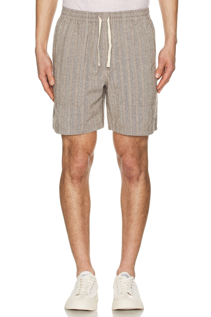 Rhythm Linen Stripe Fatigue Jam Shorts - Brown - Sun Diego Boardshop