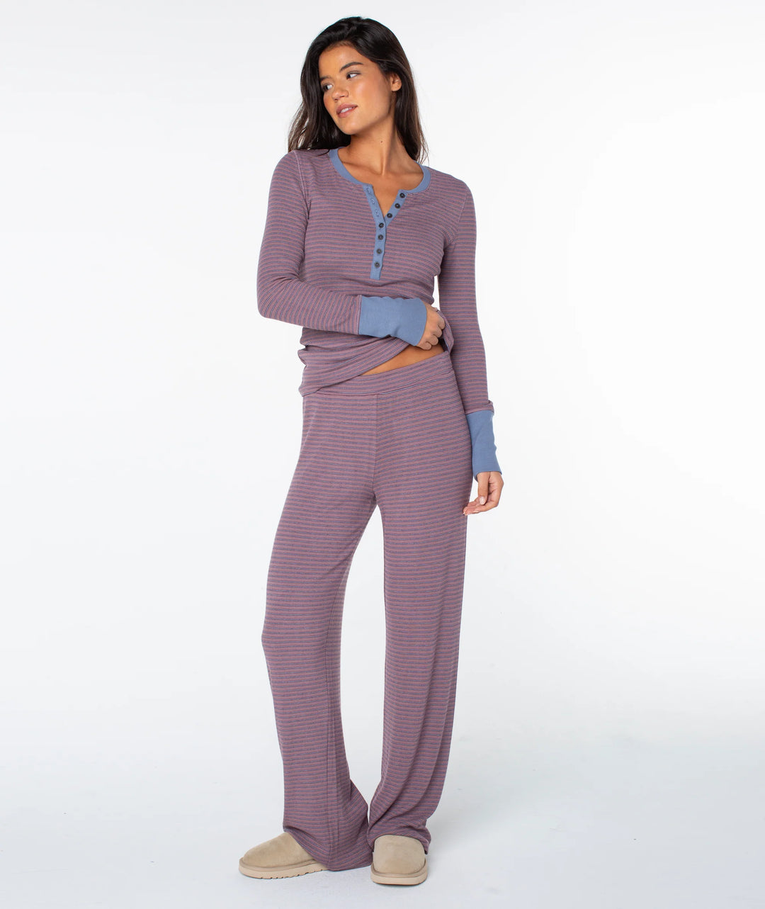 Roxy Women's Summer Fling Rib Pant 2 - Twilight Mauve Pinstripe - Sun Diego Boardshop