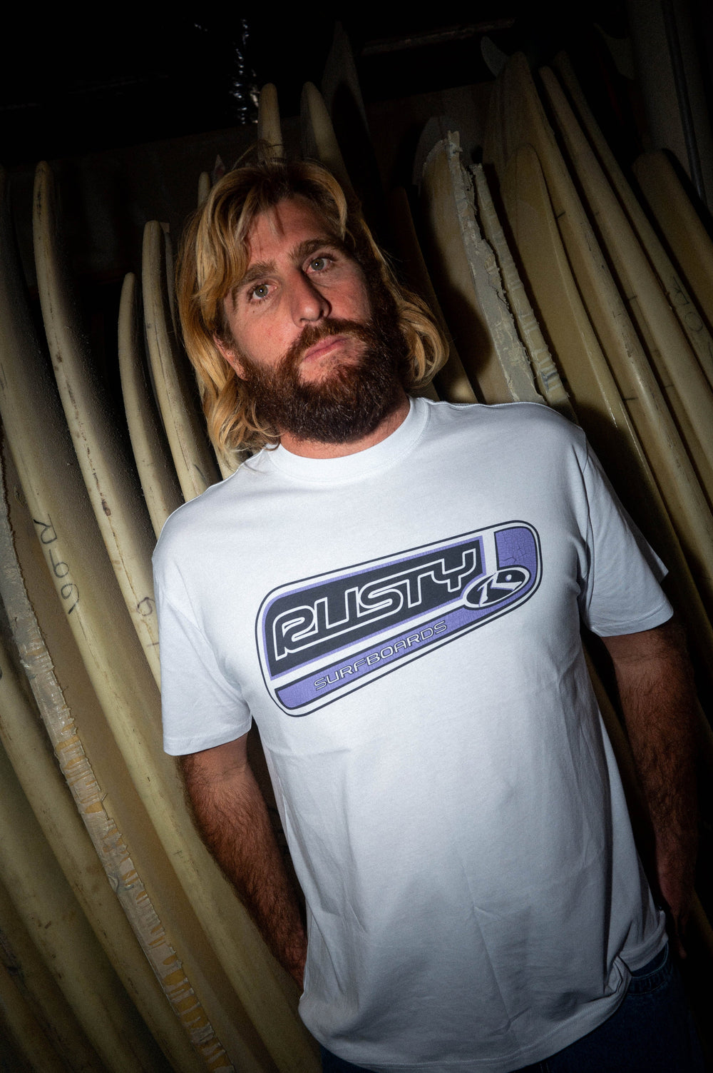 Rusty Road House Short Sleeve Tee - White/ Purple - Sun Diego Boardshop