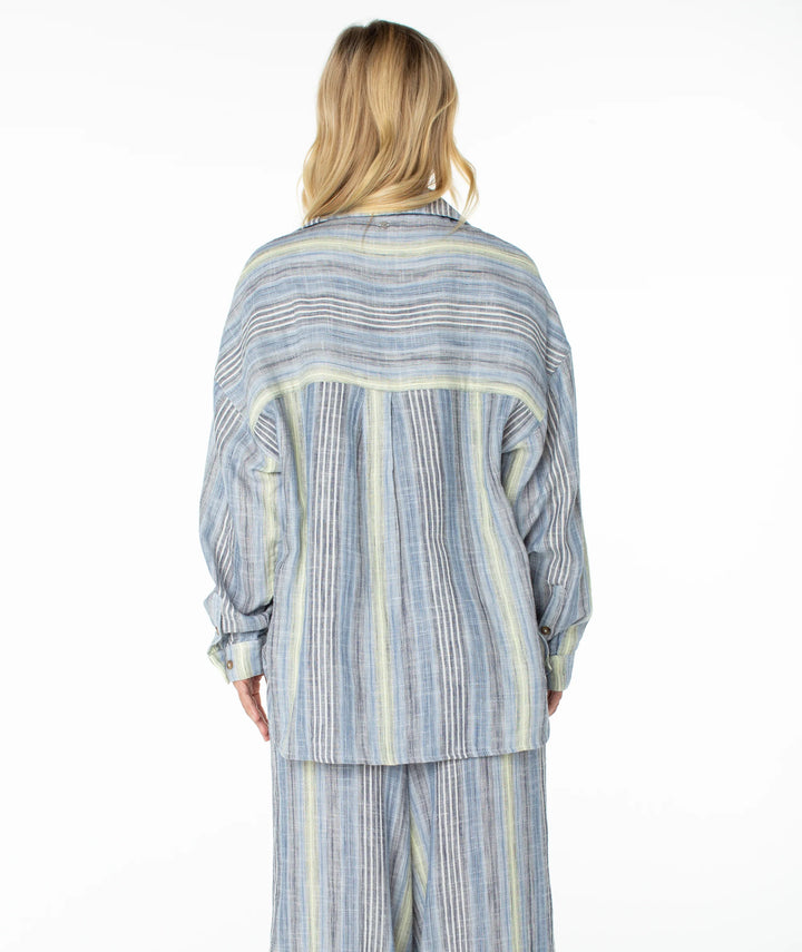 Roxy Women's Lets Get Away Button Down Top - Mood Indigo Coastline Stripe - Sun Diego Boardshop
