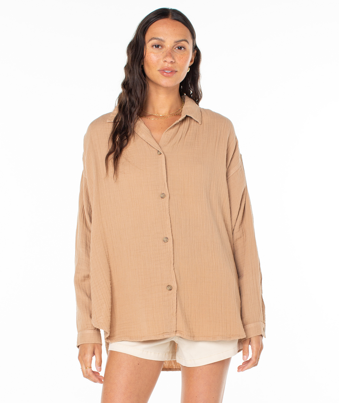 Roxy Morning Time Button Up - Praline - Sun Diego Boardshop