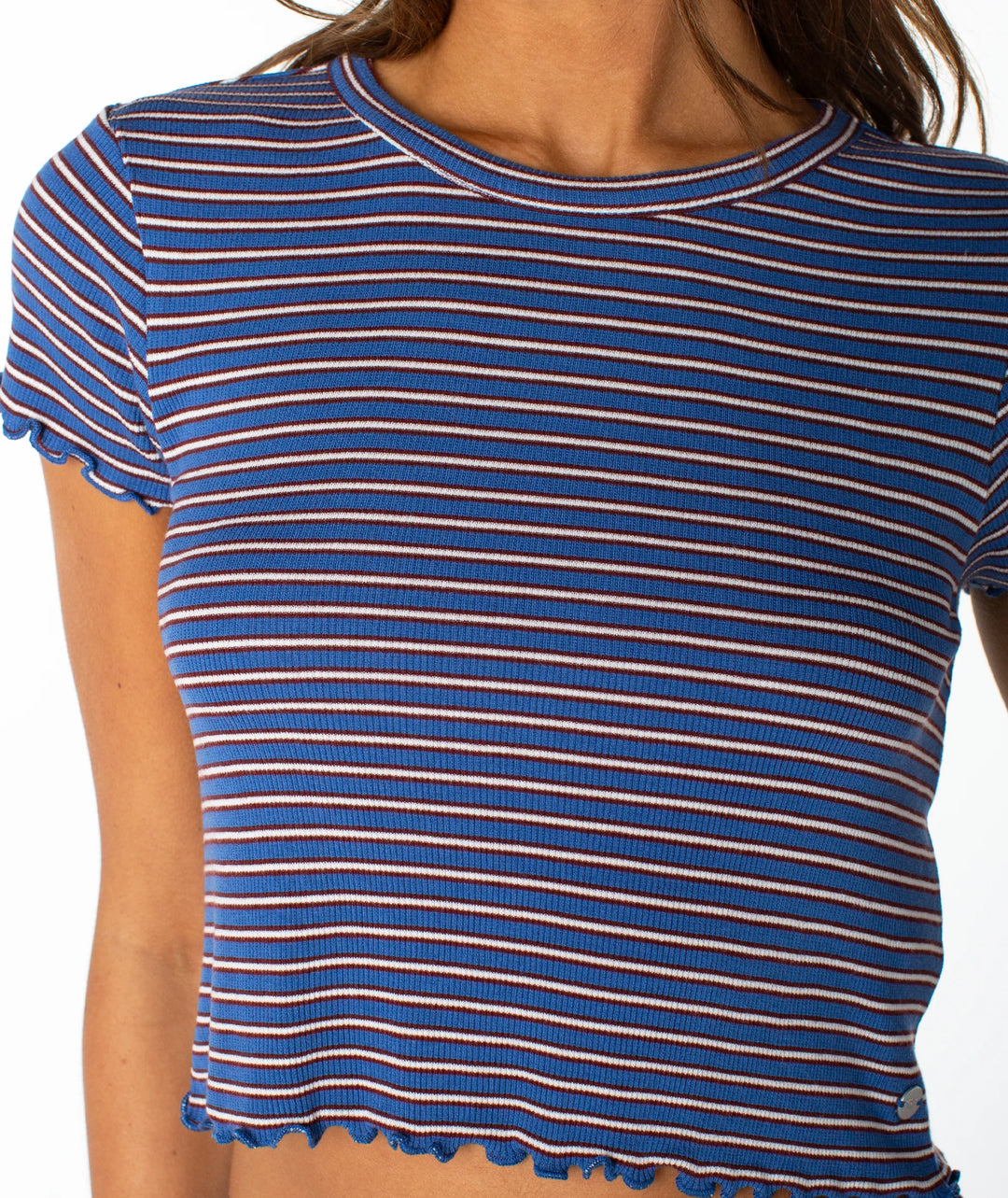 Roxy Women's Poolside Crop Tee - Dutch Blue Rewind Stripe - Sun Diego Boardshop