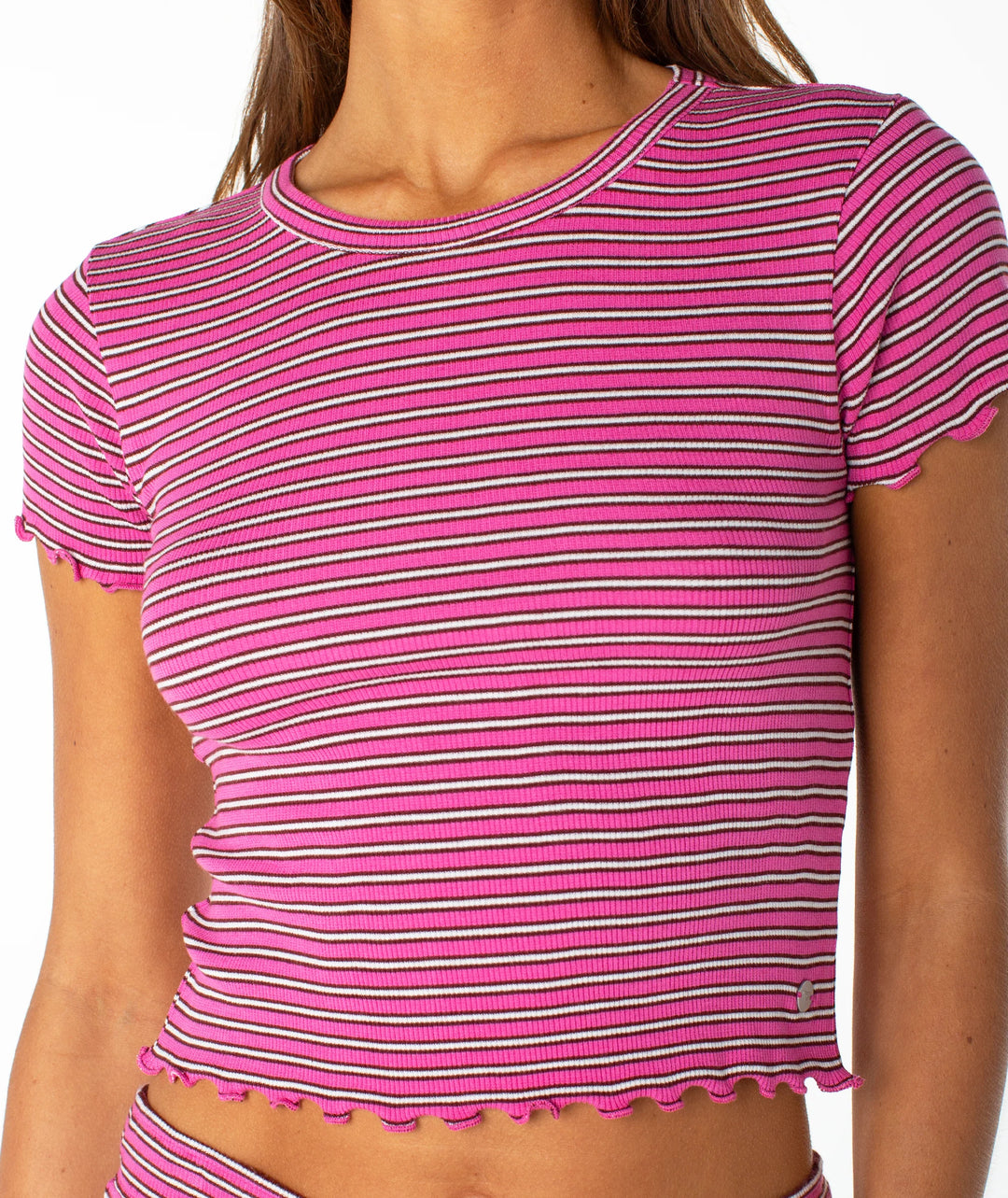Roxy Women's Poolside Crop Tee - Ibis Rose Rewind Stripe - Sun Diego Boardshop